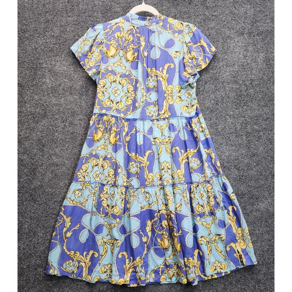 Anthropologie Womens Mediterranean Baroque Rope Print Boho Tiered Mini Dress XS - Picture 8 of 8
